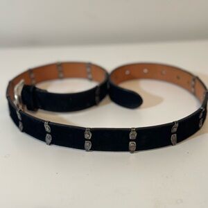 Post & CO Black Leather Belt with Silver Accents